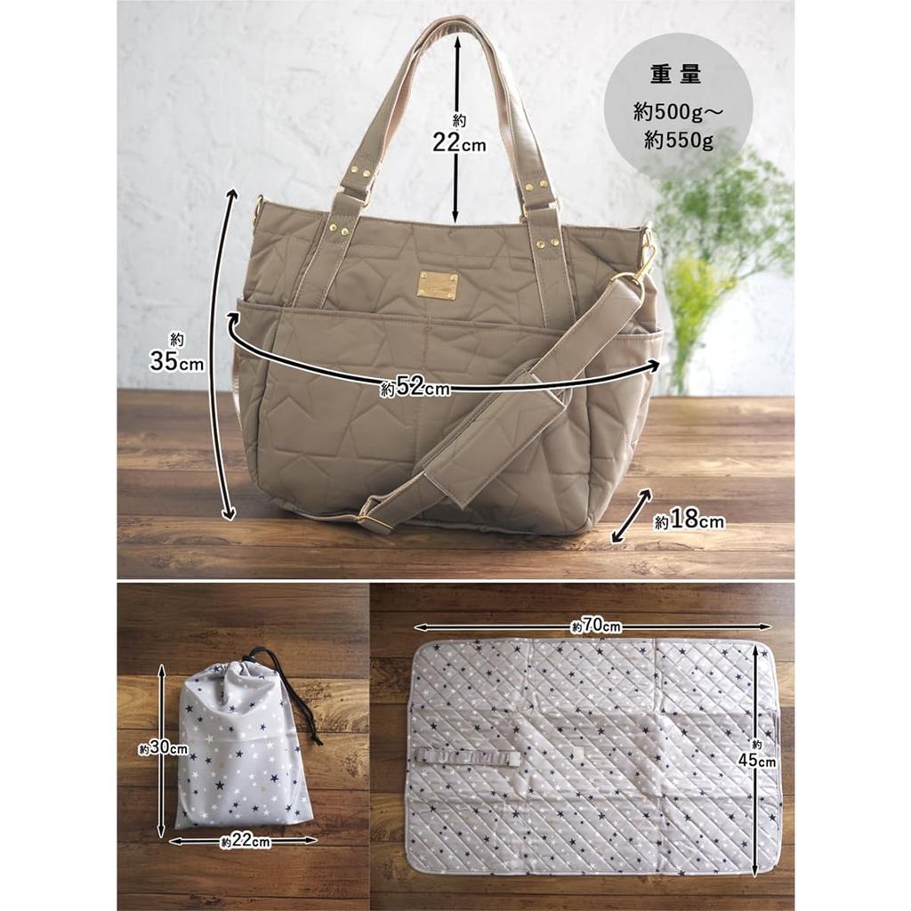 AtFirst Mama Multi-Bag, 2-Way Shoulder Tote Bag with Diaper Changing Mat, Large Capacity, Perfect for Pregnancy, Navy, AF7096