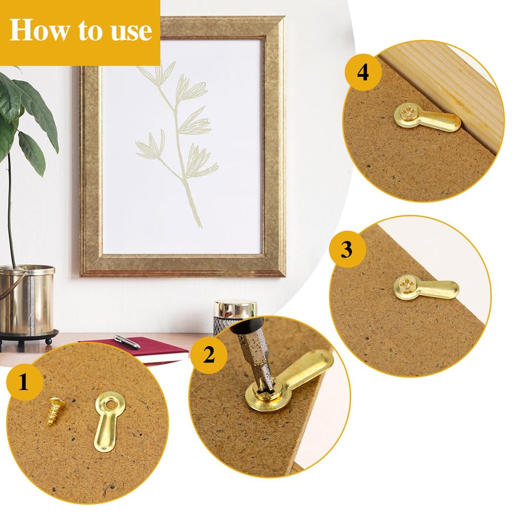 100PC Frame Picture Turn Button Fasteners Set Gold Hardware Backing Clips Picture Frame Backing Clips