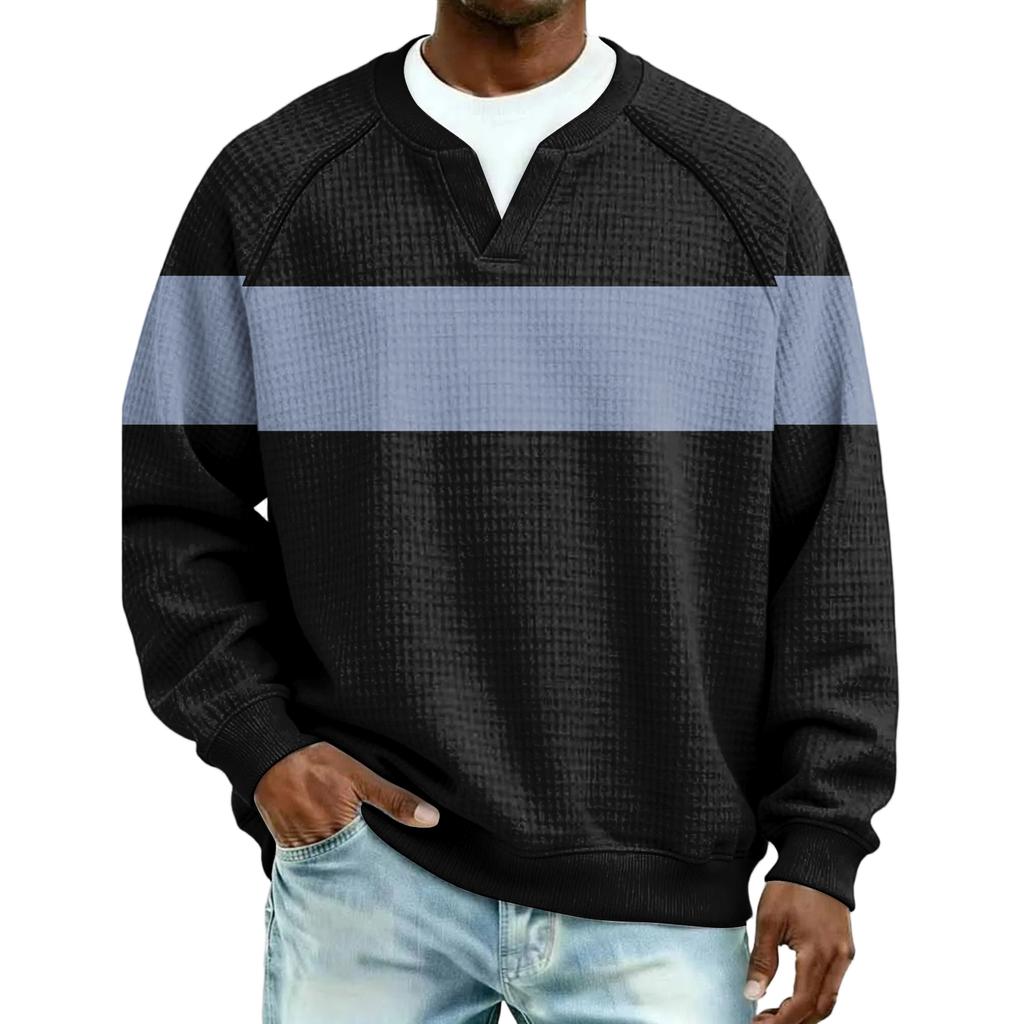 Herrfritidshuva Utomhus V-hals Vågmönster Långärmad