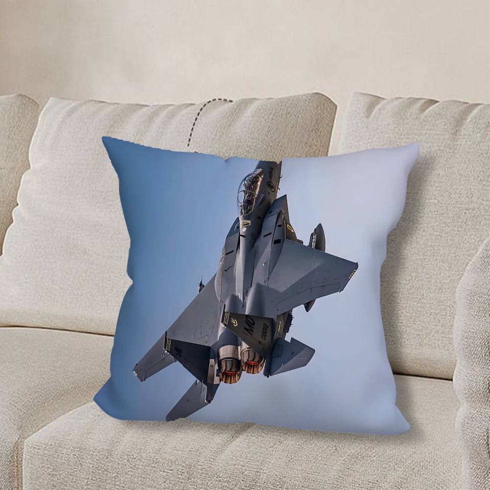 F-F35 F-Fighter Jets F22 Pillow Case Anti-dustmite Pillowcase Invisible Zipper Silky Short Plush Sofa Cushion Cover