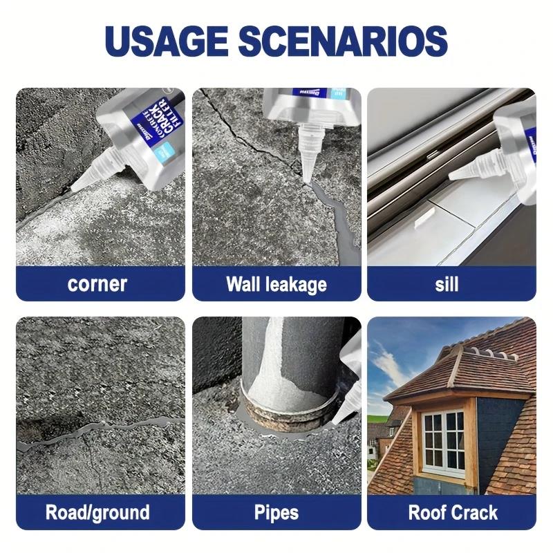 Quick-drying Self-leveling Concrete Repair Adhesive | Joint Sealant for Wall/roof/floor Leakproof Material Outdoor Tiles