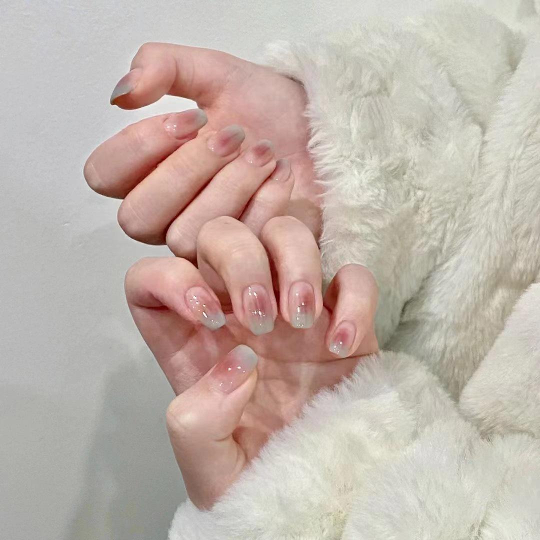 

French Press-On Nails in Blush Gradient - Short & Trendy Whitening Stickers C602-Blush Gradient [Glue]