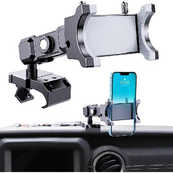 Upgraded Metal Phone Mount For Jeep Wrangler JL JLU 2018- And Gladiator JT     Phone Holder Dash Mount System Kit Dashboard Accessories Driver Side