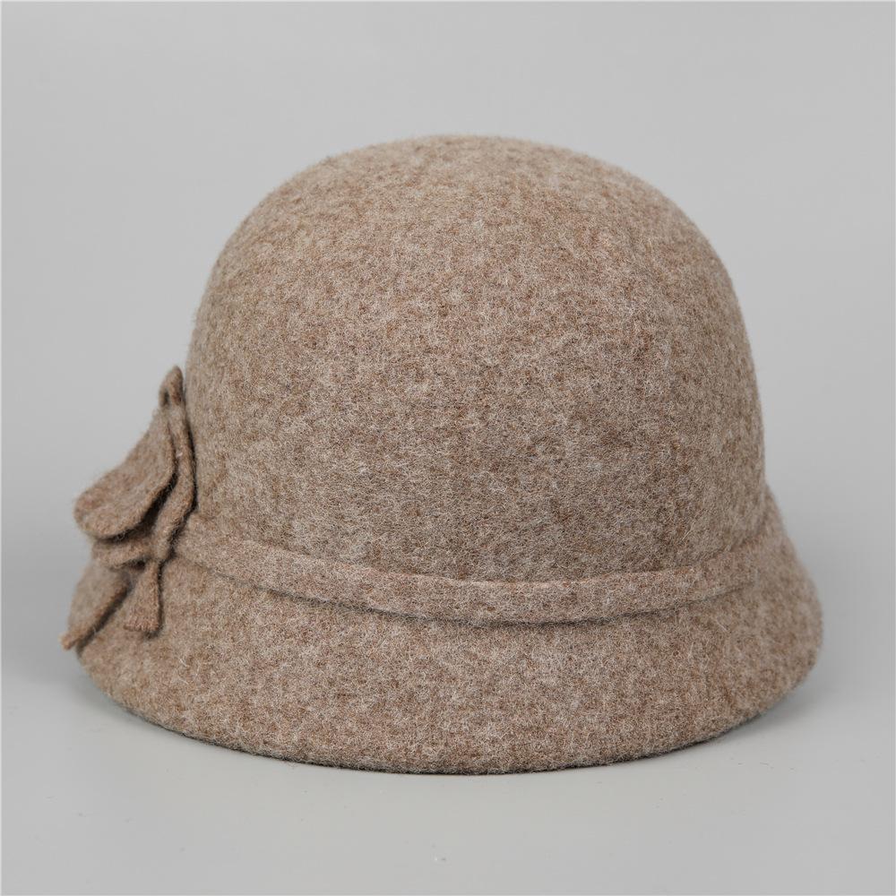 Simple Flower Wool Woolen Mother Hat Ladies Season High Sense Versatile Bucket Hat