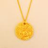 Luxury 24K 9999 Pure Gold Real Gold Women's Ancient Filigold Round Embossed Peony Pendant Necklace