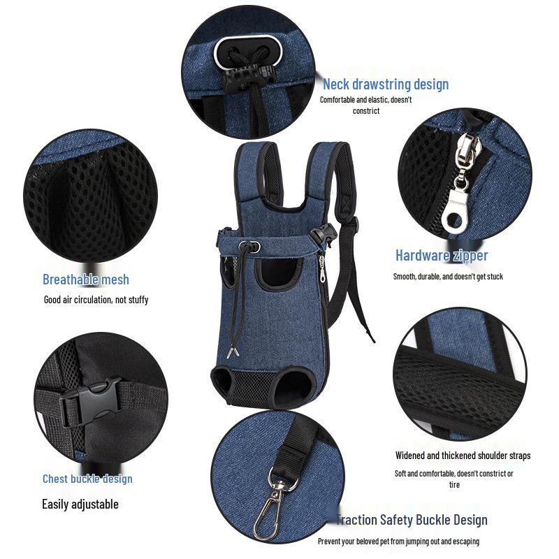 Portable Double Shoulder Pet Backpack - Oxford Cloth for Cats & Dogs