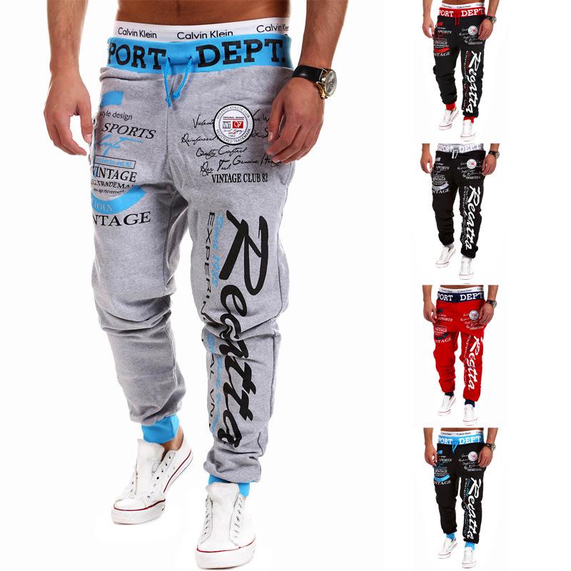 Euro-American Trendy Printed Men's Drawstring Pants - Autumn/Winter Fashion, Loose Fit, Sports Style