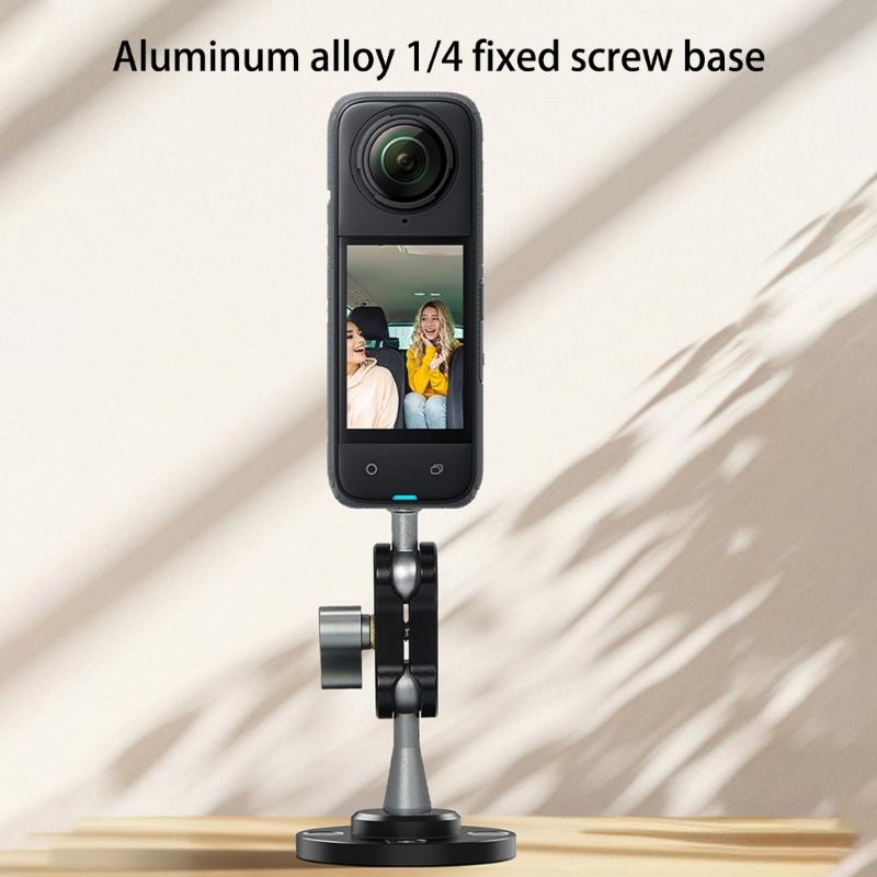 Standardmäßige 1/4-Zoll-Gewinde-Wandhalterung aus Aluminiumlegierung, kompatibel mit DSLR-Lampen, Smartphone-Klemmen, Schwarz