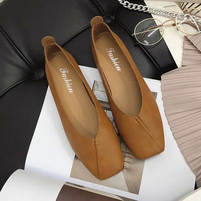 Women's Flat Brief Shoes Square Toe Boat Shoes Sewing Slip On Shoe Basic  Comfortable Single Shoes Spring Autumn