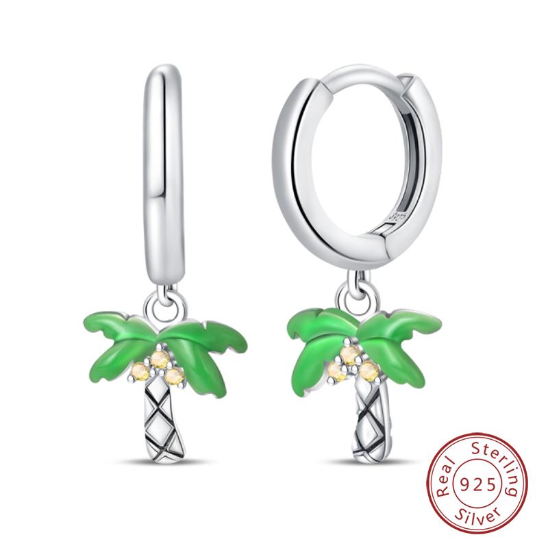 100% 925 Silver Colorful Butterfly Ladybug Rose Bow Pendant Earrings For Women Fashion Anniversary Party Jewelry Gifts