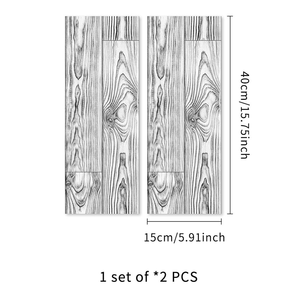 2Pcs 40X15cm PVC Wood Grain Wall Self-Adhesive Sticker Waterproof Living Room Bedroom Wall Decoration Floor Stickers