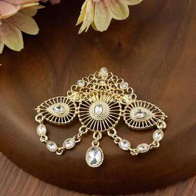 Mode Krone Broche Dame Guld Farve Krystal Boheme Bryllups Smykker