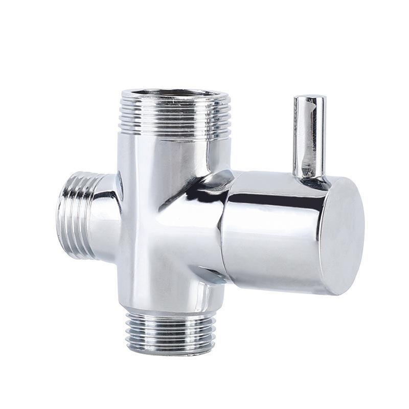 Water-Saving Three-Way Divert Shower Head Valve Switch One-Split Two-Connector Stainless Steel Chrome Finish Bath Toilet Shower