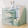 Metal Desktop File Organizer: Office Folder Storage & Bookend Rack
