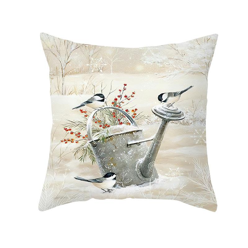 Merry Christmas Atmosphere Snowman Fox Animal Print Pattern Cushion Cover Home Living Room Sofa Decoration Pillow Pillow Cover