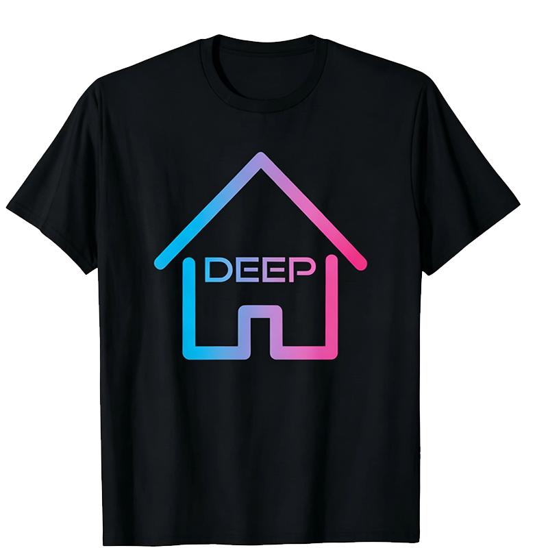 Deep House Music Art - Minimalist Design for DJ, Raver EDM T-Shirt Custom Printed Graphic T Shirts Vintage T Shirt Camisas