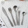 Homlly Tonii Flake Texture 304 Stainless Steel Spoon Fork Knife Cutlery Set (X4PCS)