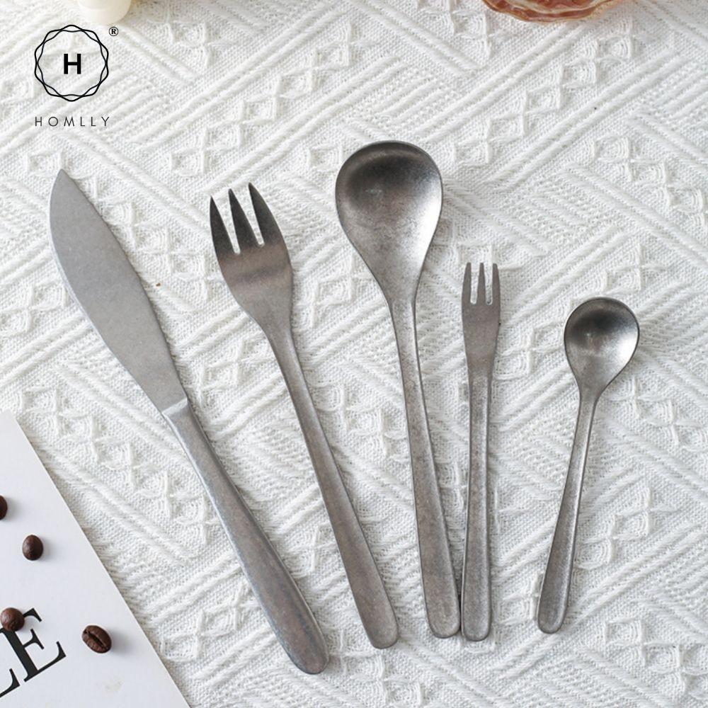 Homlly Tonii Flake Texture 304 Stainless Steel Spoon Fork Knife Cutlery Set (X4PCS)