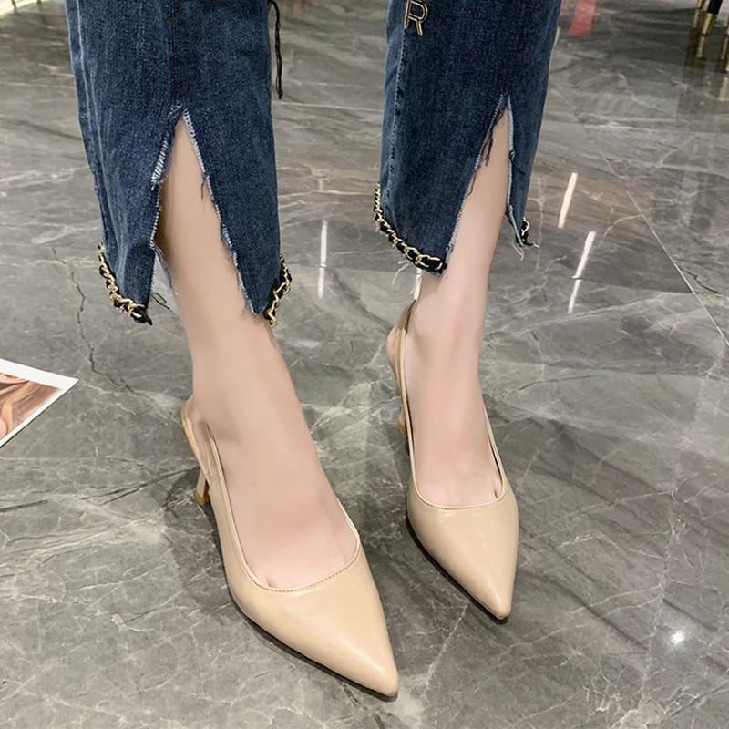 Spring and Summer Footwear Plus Size Pointed High-heeled Stiletto Sandals Women's Shoes with Shallow Heels