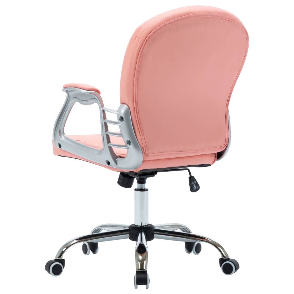 Office Swivel Chair In Pink Faux Leather