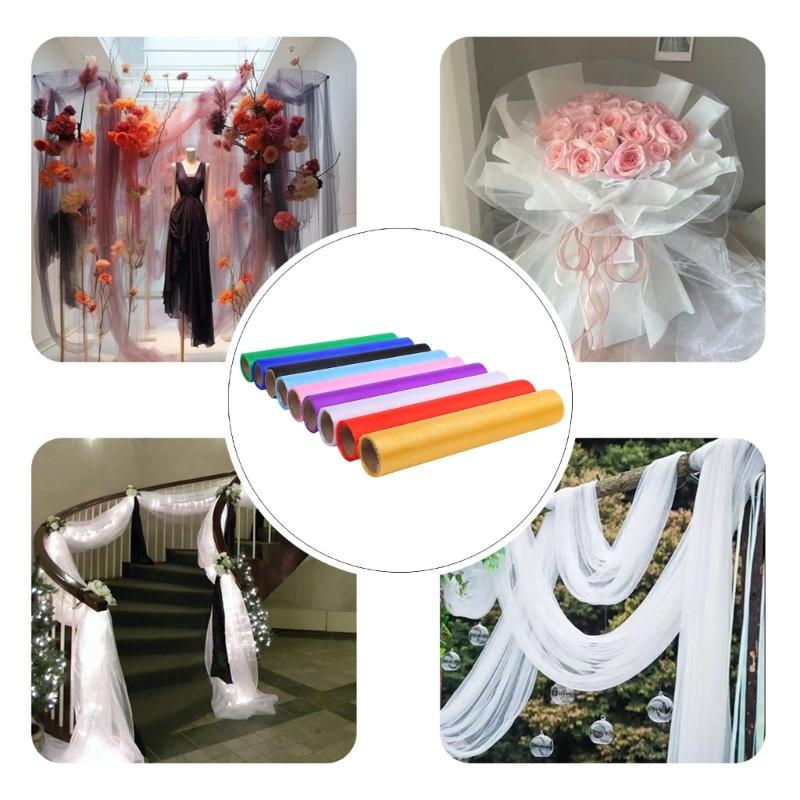 Tulle Roll Floral Wrapping Mesh Flower Bouquet Gift Packaging Supplies Gauze Curtain Roll for Wedding Party Background