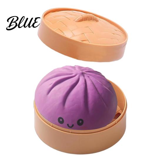 Bun Stress Reliever Smiling Steamed Ball with Steamer Anti-Anxiety Cartoon Dumpling Soft Sensory Toy Squeeze Simulated Dough Fidget