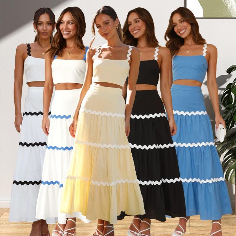 Women's Summer Simple Sexy Ripple Blazer Oversized Set Skirt