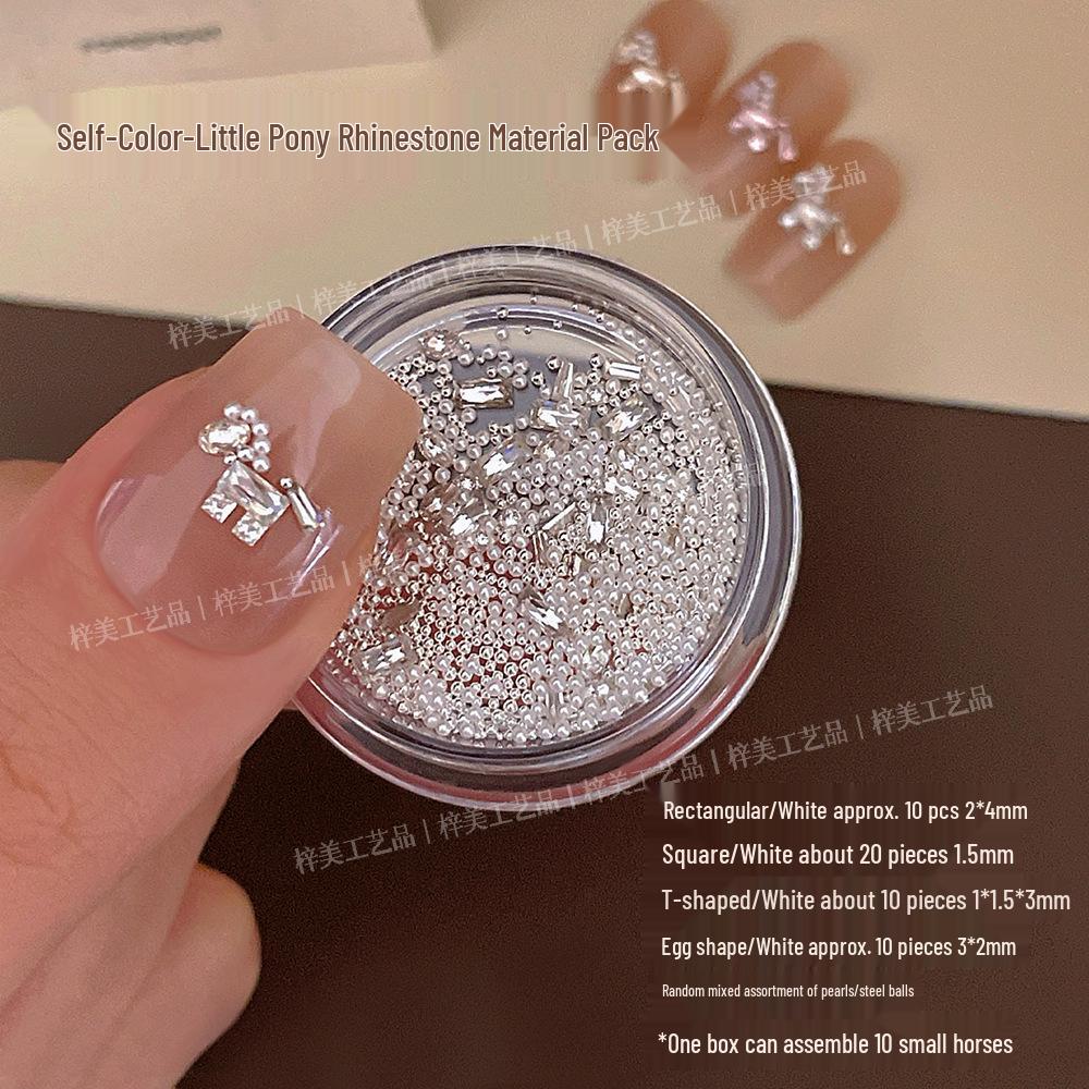 

Zodiac Horse Nail Art Kit 2026: Sparkling Irregular Zircon Rhinestones & Pearls for Unique Wearable Decoration