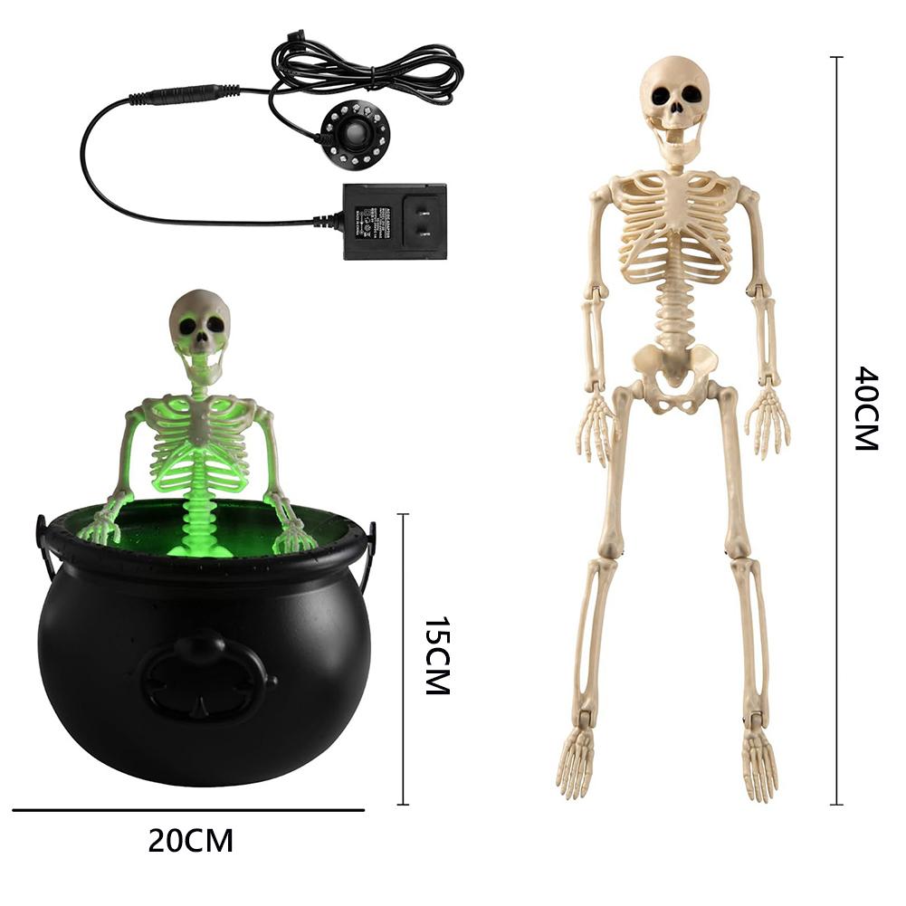 Party Scary Prop Trick Or Treat Candy Witch Bowl LED Mist Maker Skeleton Black Cauldron Pot Halloween Scary Prop House Decor