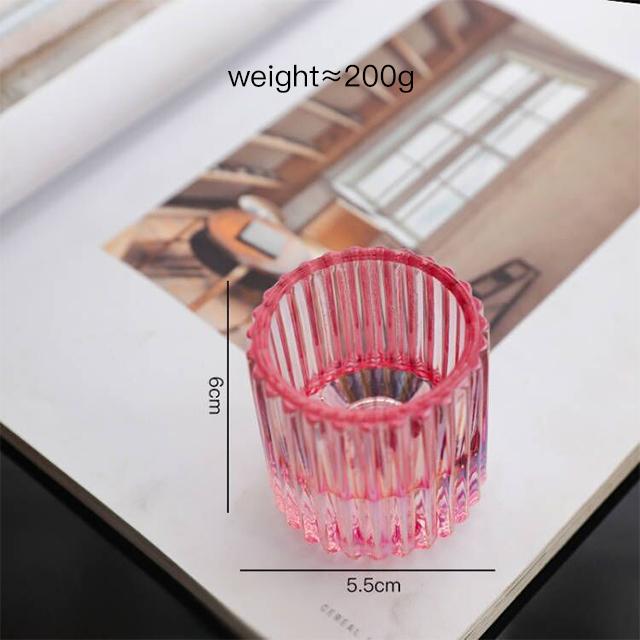 Niche Creative Vertical Stripes Double-use Glass Candle Holders Stand for Christmas and Valentine's Day Home Decoration