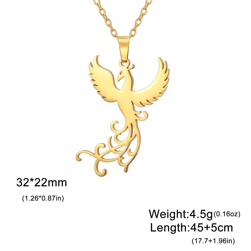 Exquisite Phoenix Flamingo Pendant Necklace Stainless Steel Natural Animal Unisex Rebirth Bird Natural Talisman Jewelry