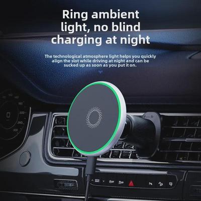Cargador Inalámbrico Magnético para Coche Magic Clip T50 con Luz Ambiental y Soporte para Rejilla de Aire