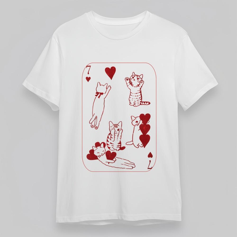 

Women s Plus Size T-shirt With Lucky Seven Cat Squad Graphic White Cotton Tops 3XL
