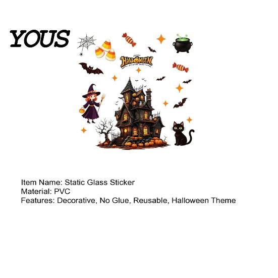 Static Cling Halloween Set Glass Sticker, Window Clings, Reusable Electrostatic Decals, Haunted Decoration House Stickers for Doors Windows,