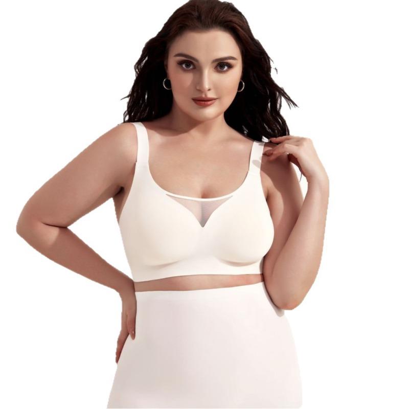 Plus Size Women Soft Support Seamless Push Up Comfortable Bra For Large Bust