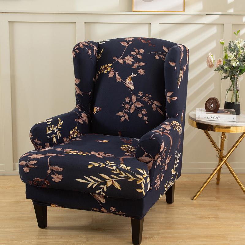 Stretch Spandex Wing Chair Cover Elastic Relax Armchair Slipcovers Wingback Sofa Protector with Seat Cushion Cover Home Decor