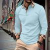 Men's Long Sleeve Polo Shirt with Plaid Trim, Casual Fashion Essential