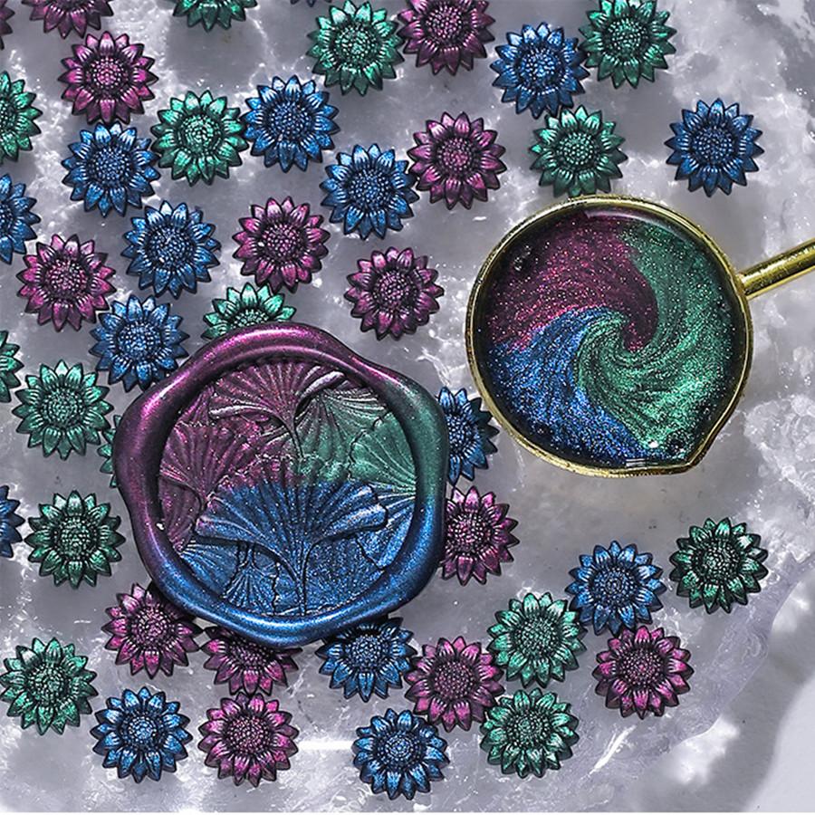 100 Stück/Beutel Aurora Sonnenblume Gemischte Farbe Siegelwachsperlen, für Hochzeitseinladungen, Briefumschläge, Wein-Geschenkverpackungen