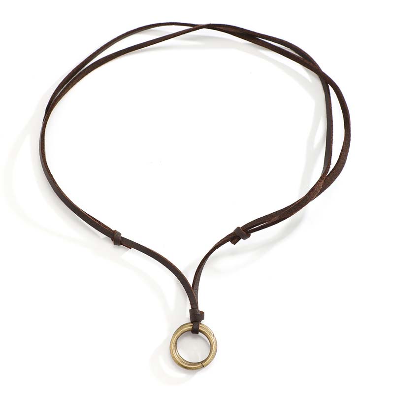 Vintage Metal Circle Pendant Necklace For Men Women Hip Hop Black Long Rope Adjustable Neck Chain Necklace Jewelry Gifts 2025