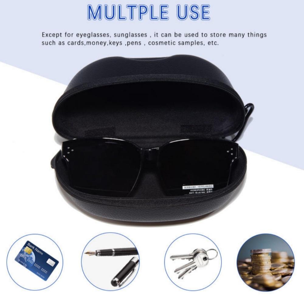 Tragbare Haken-Brillenetui PU-Lederstruktur Sport Anti-Druck Radsport-Sonnenbrillen-Aufbewahrungstasche Hartschalen-Brillen-Schutz