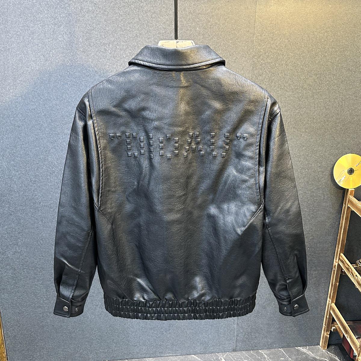 Мужская ретро мотоциклетная куртка из ПУ кожи - Повседневная, стильная, универсальная зимняя куртка 4XL чёрный