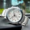 Megir 3008G 3008 Business Men's Dress Big Wrist Watches Chronograph Clock Stainless Steel Band 24 Hours Quartz Stop Watch Man