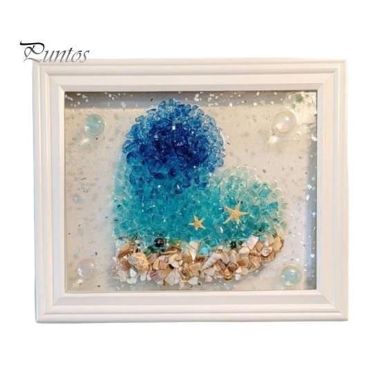 

1 комплект, набор для самостоятельного изготовления художественного набора из морского стекла с деревянной рамкой, настенное художественное украшение из морского стекла, рамочное художественное оформление рабочего стола, подарок на день рождения C