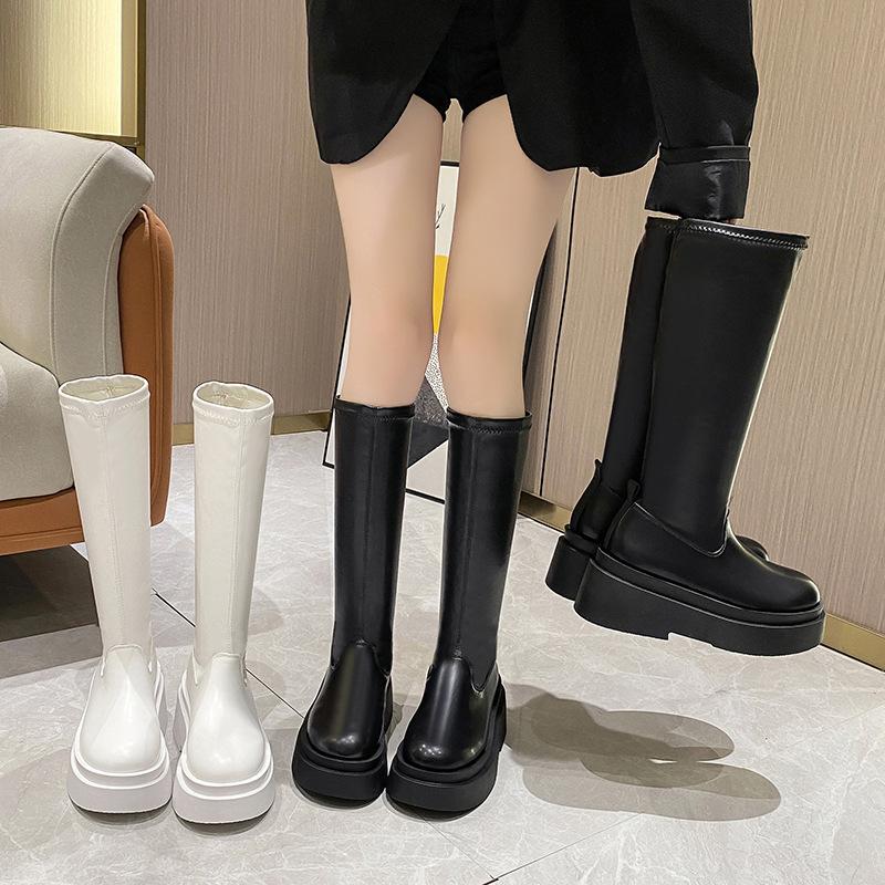 Internet celebrities with the same knee high knight boots women 2025 new thick sole elastic thin boots high heel fashion boots
