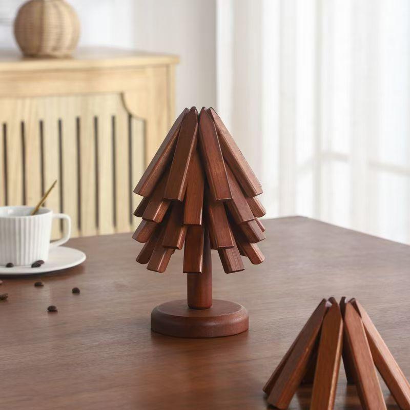 Tree Design Heat Resistant Coaster Set - Natural Wood Placemats for Cups & Bowls, Creative Anti - Scratch  Table  Decor