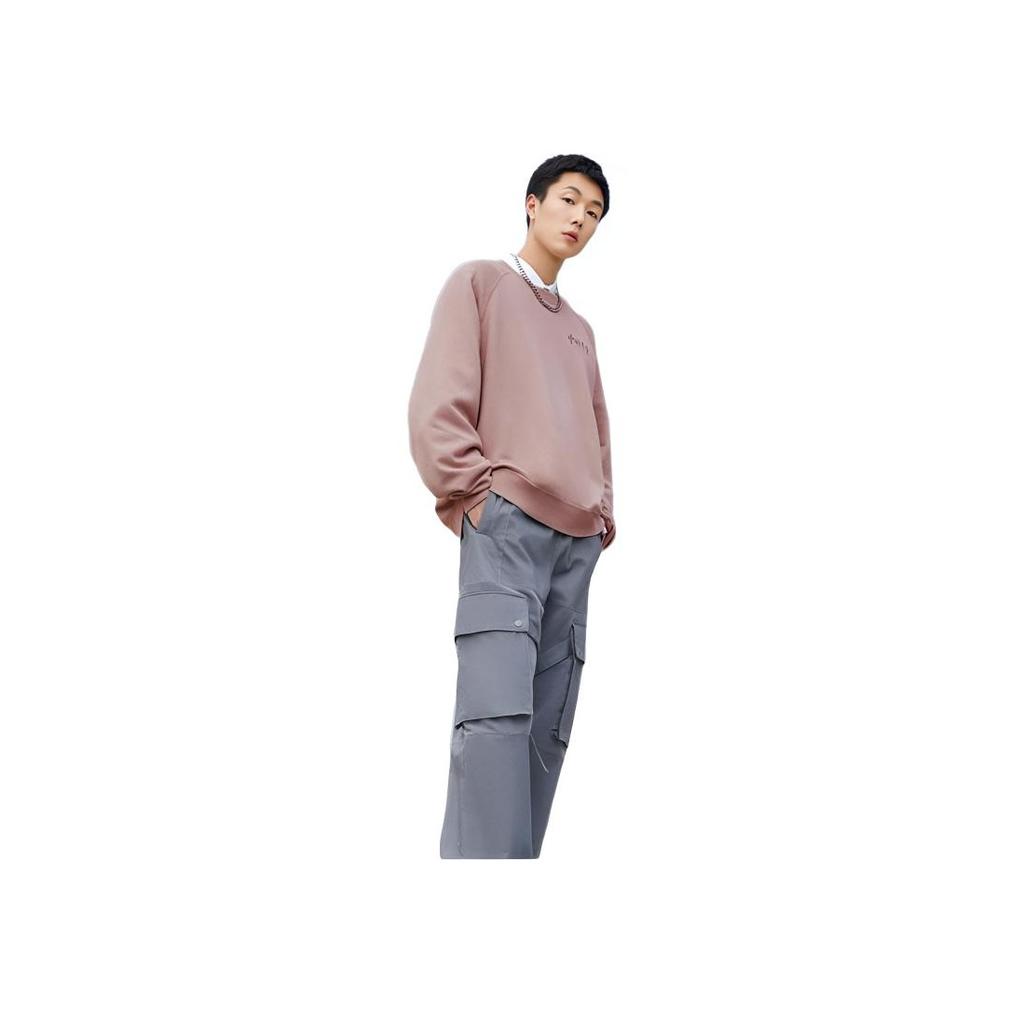 Li Ning Embroidered Loose Pullover Casual Sweatshirt Unisex Sweatshirt Bark-Brown AWDRA37-2