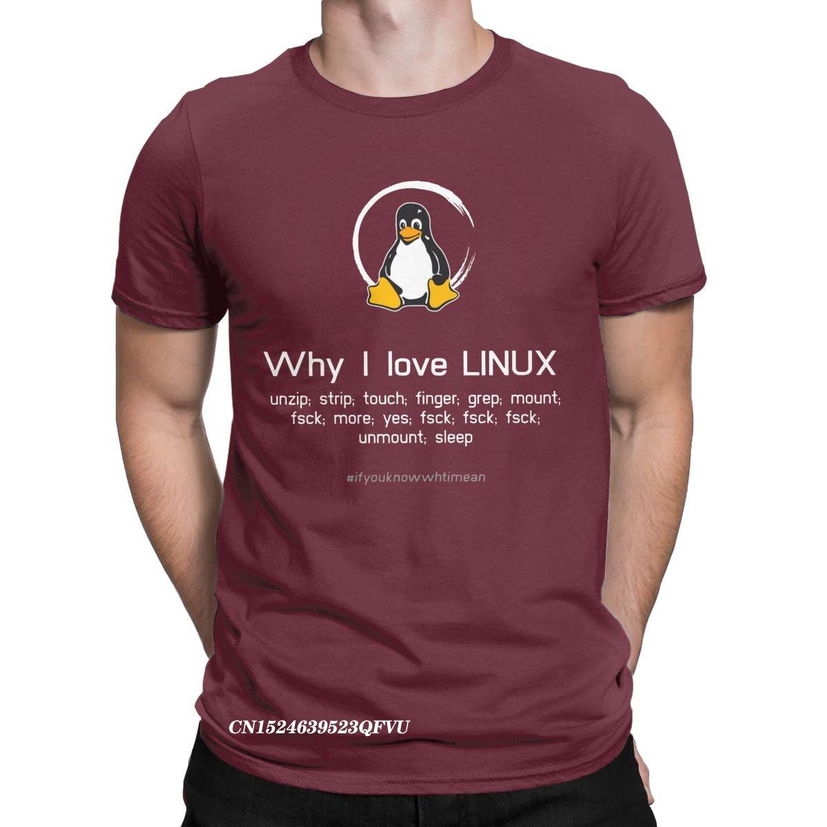 

Чоловіча футболка з пінгвіном Tux Linux з преміальної бавовни, одяг для дозвілля, футболки в стилі хараджуку манга, естетичні сорочки XXL бордовий