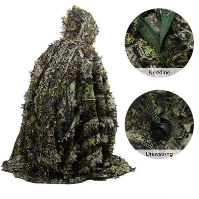 Ghillie Suit Poncho Outdoor 3D Leaves Camouflage Camo Cape Cloak pro armádu, CS, lov v džungli, paintball, airsoft, fotografování divoké zvěře, Halloween