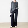 Retro fashionable velvet jeans women's winter new tannin loose straight slim wide-leg trousers