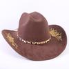 Popolare cappello western da cowboy in camoscio classico europeo e americano da uomo e donna con tesa larga ricamato cappello da sole da esterno